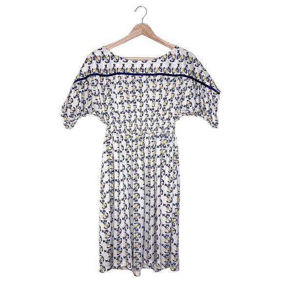 Betsey Johnson Vintage Sailor Anchor Print Boatneck Dress Size P (XS) - Picture 2 of 11